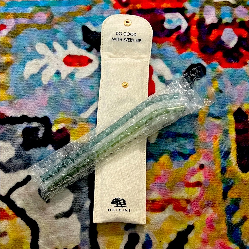 Glass straws (3) with pouch - sealed (Origins)